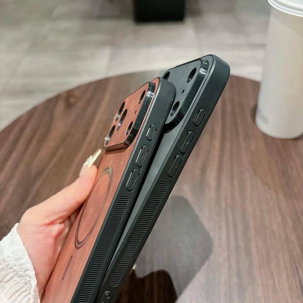 For Magsafe Leather Shockproof Phone Cases For 17 16 15 14 13 12 11 Pro Max 16e Plus Air Magnetic Wireless Charge Cover