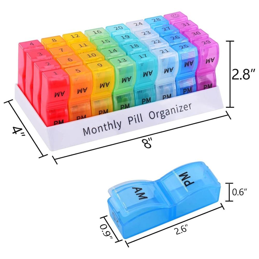 New Premuim Monthly Pill Organizer Large Box Cases 30 Days 2 Times A Day Dispen Storage Container for Vitamins Medicine FishOils