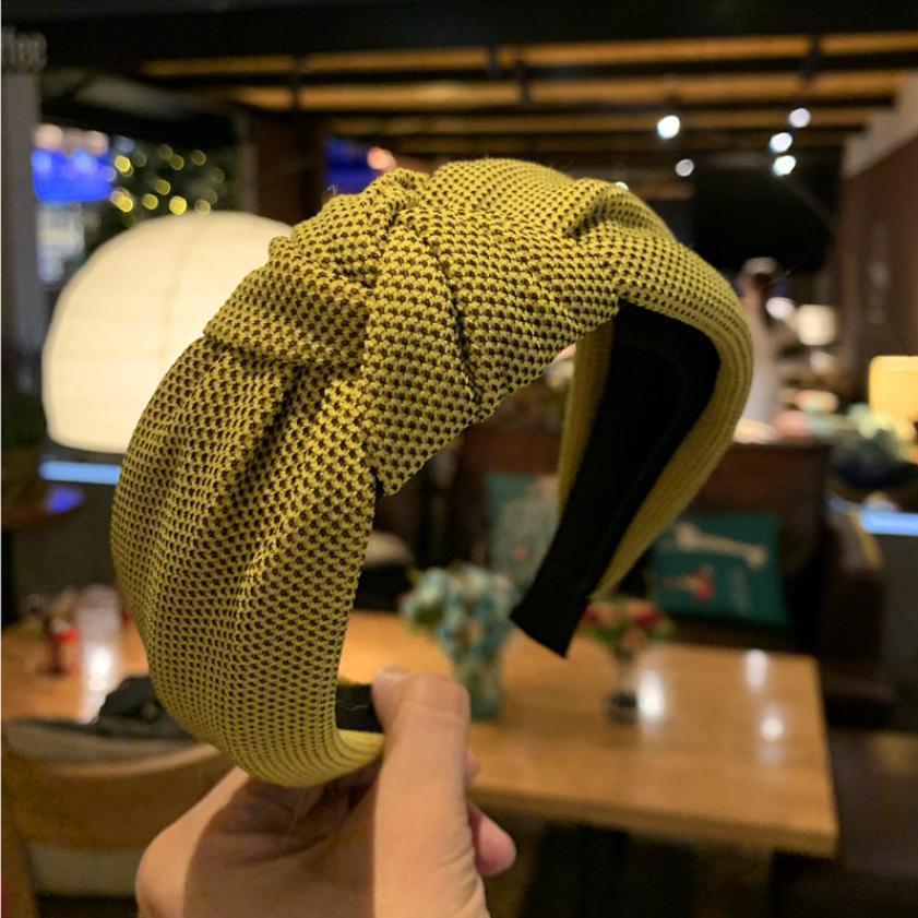 Female Retro Knitting Headband Solid color Knotted Hairband Head Bands Simple Wide Knot Hair Hoop Bezel Hair Accessories Gifts