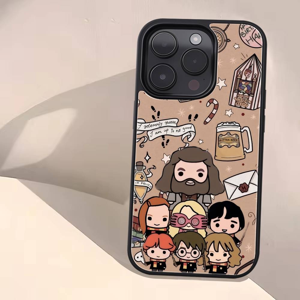 

Cartoon H-Harry Potter Phone Case Black Hard Plastic Phone Case For Iphone 17 Air 16 15 14 13 12 11 Pro Max PC TPU Ins Case iPhone 15 plus