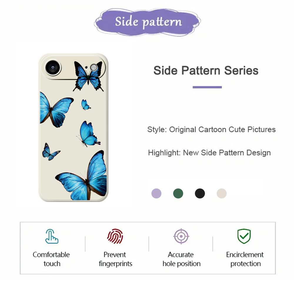 For iPhone 17 Air Case Blue Butterflies Pattern Printing Straight Edge TPU Phone Back Cover