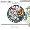 2D Flat, 1pc Butterflies & Flowers Round 7.87in Glass Suncatcher, Colorful Butterflies & Flowers Print Window Hanging Ornament, Vibrant Nature Home
