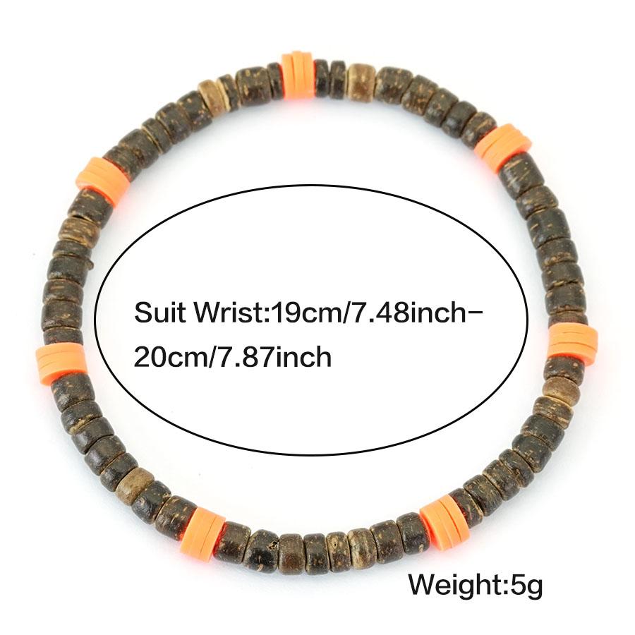 Noter New Natural Coconut Beads Wooden Bracelet Unisex Poly Clay Strand Braslet Beach Surfing Jewelry Lightweight Comfortable