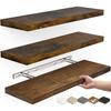 Mensola a Muro Galleggiante Senza Foratura Scaffale Portaoggetti Monopezzo per Articoli da Toeletta del Bagno, Scaffale Espositore per Bottiglie di Spezie della Cucina, Legno Massiccio Spesso 60 cm