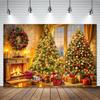 Weihnachtsbaum Kamin Fotografie Hintergrund Vinyl Kulissen für Kinder Baby Familie Party Fotoshooting Fotostudio