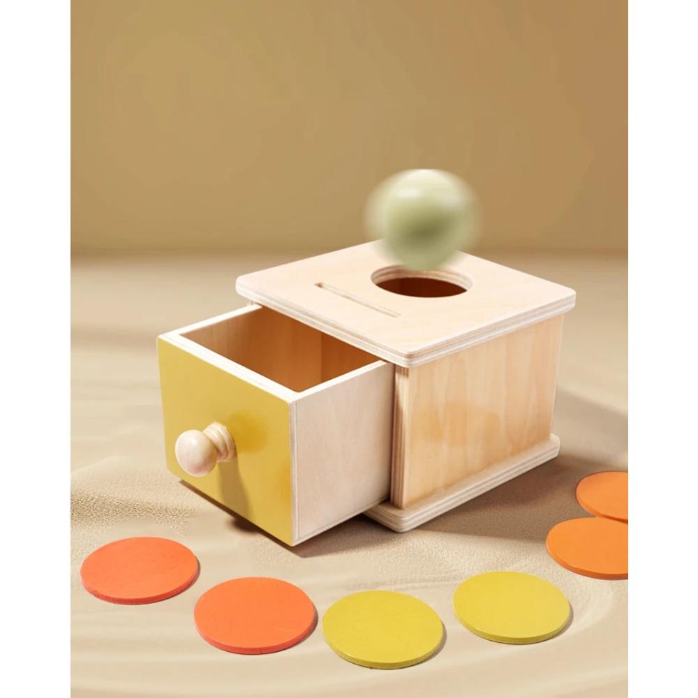 New Montessori Macarone Color Spinning Drum Match Coin Box Permanent Box Round Rectangular Box Kids Sensory Toys for Baby Gifts