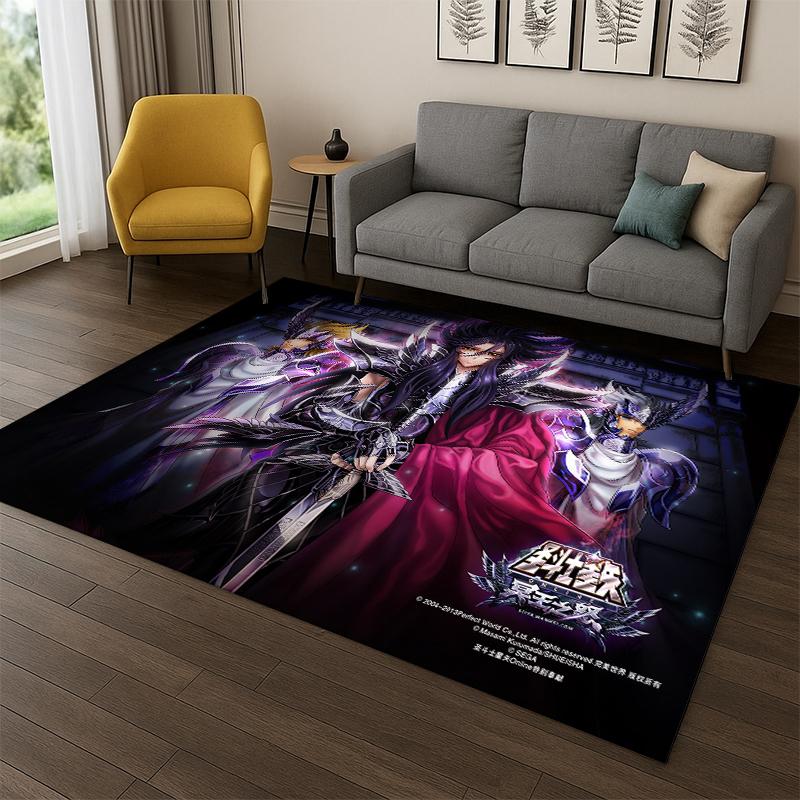 Cartoon Saint Seiya Anime Carpet Rug for Bedroom Living Room Sofa Playroom Doormat Home Decor,Kid Game Area Rug Non-slip gift