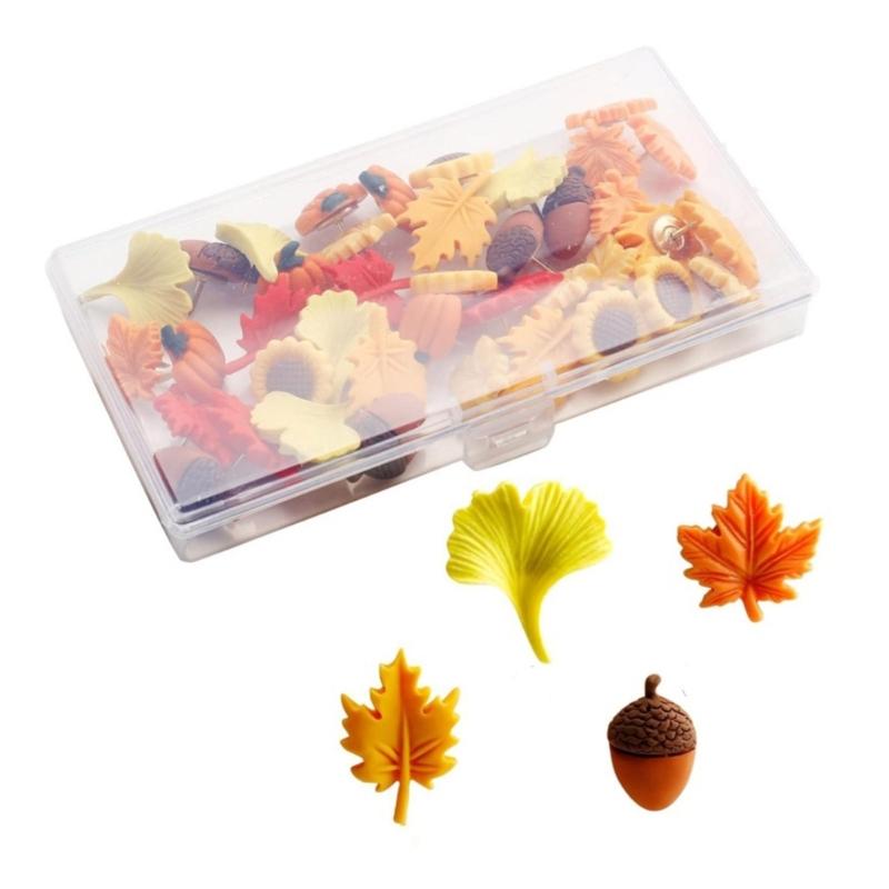 

40Pcs Maple Leaf Flower Push Pins Decorative Thumbtacks Cork Notice Board Thumb Tacks for Cork Board Bulletin Board 1
