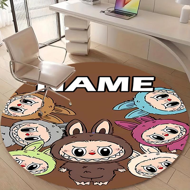 Personalized L-Labubu Round Chair Office Rug - Perfect for Mat, Office Chair & More - Ideal Gift for Birthdays and Holidays