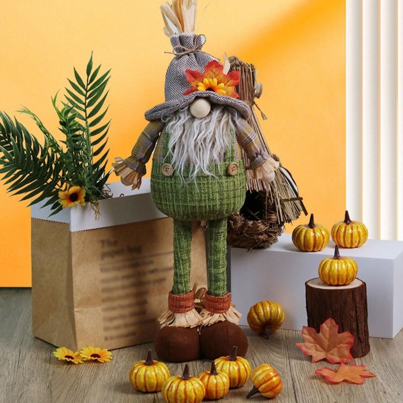 Decorative Rudolf Gnomes Stuffed Doll, Maple Leaf Craft for Autumn Displays