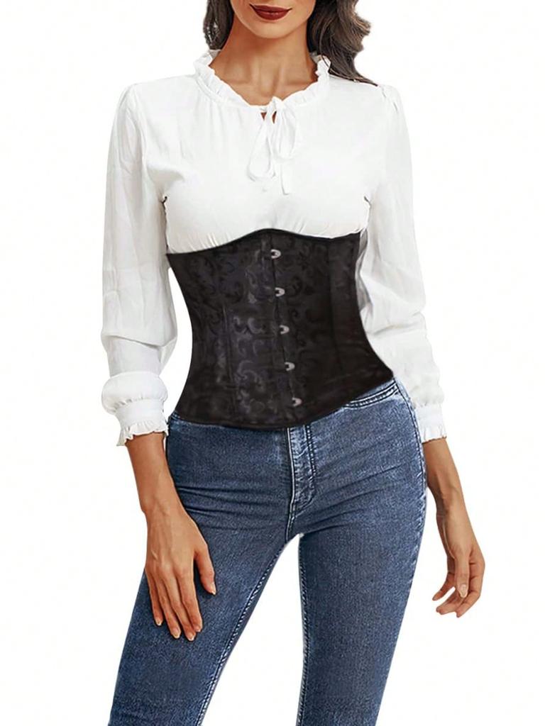 Rose Beauty – Ein Jacquard-Bustier-Unterbrustkorsett-Oberteil mit Schnürung und Tanga, geeignet zum Tragen mit einem Kleid, für Halloween