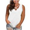 New Plus Size Women's Combed Cotton V Neck Sleeveless T-shirt, Loose Casual Pullover Top for Women European American Style