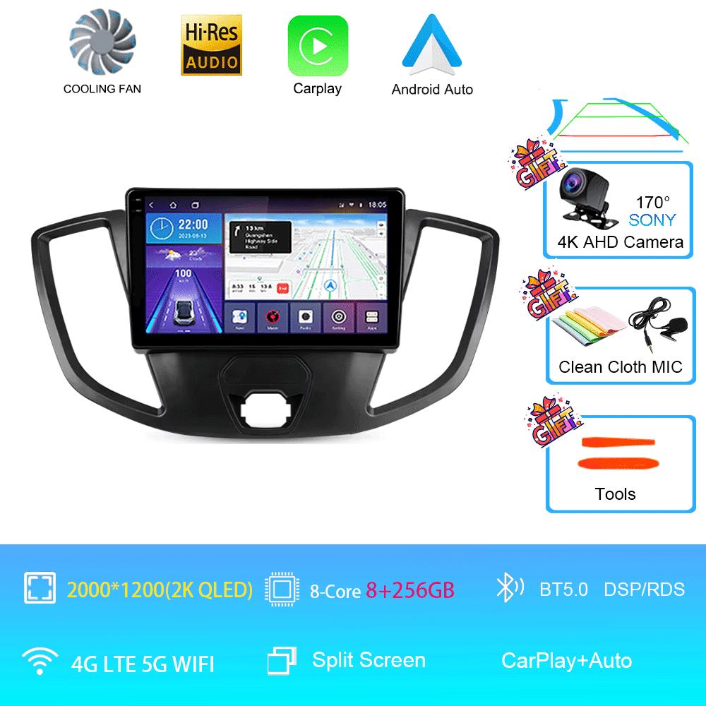 Car Radio Android 14 For Ford Transit 2015 2016 2017 2018 Carplay Multimedia Video Player GPS Stereo 2din WIFI+4G BT QLED Screen
