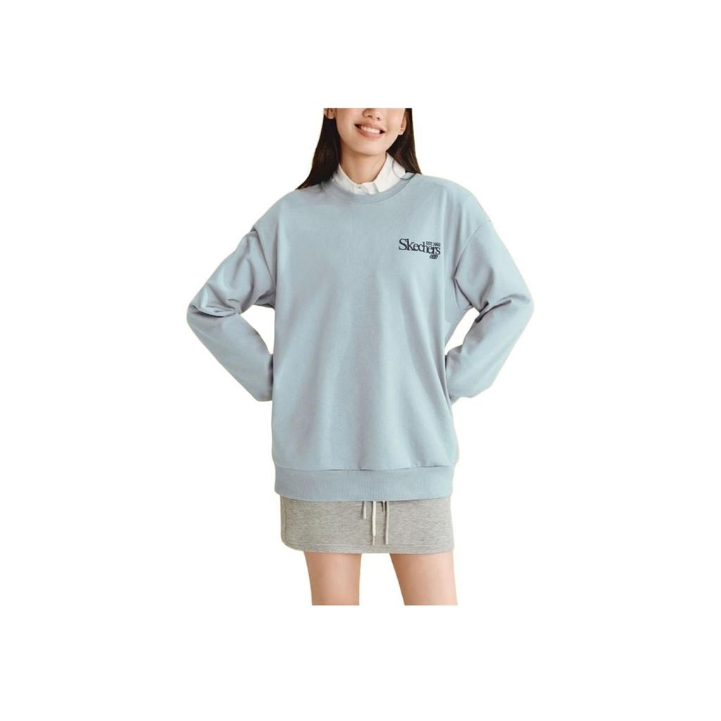Skechers Simple College Knitted Embroidered Pullover Sweatshirt Unisex Sweatshirt Sky-Blue L324U106-04K4