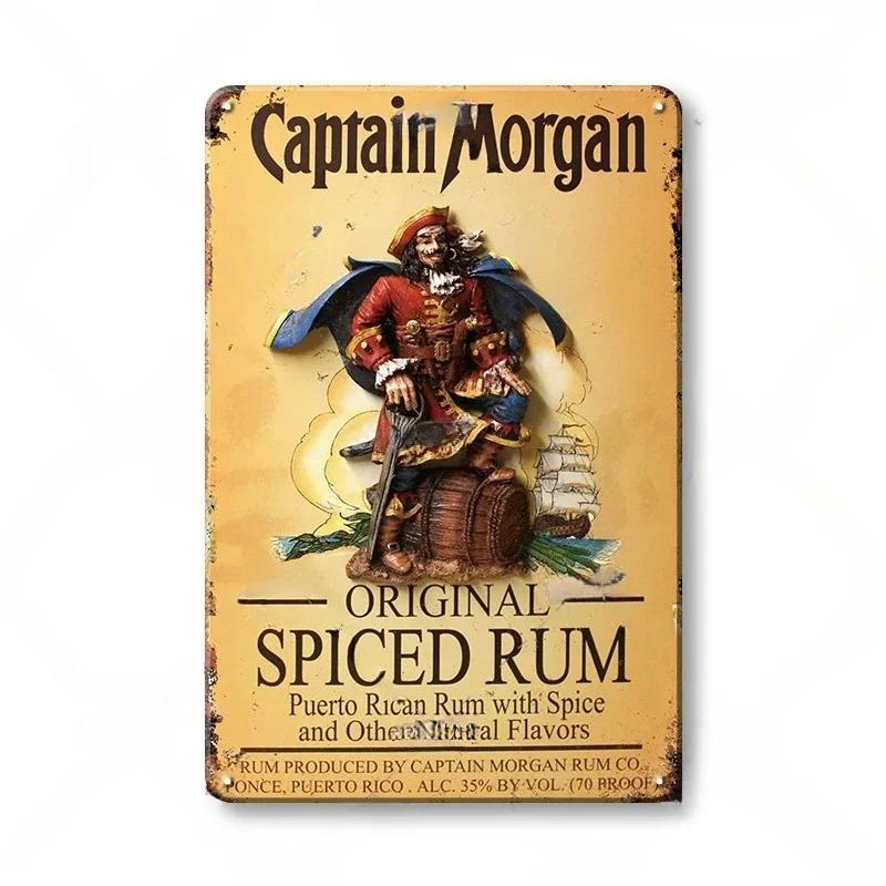 Vintage Trink-Rum Captain Morgan Blechschilder Poster Wanddeko Retro Metallschild Havana Club Bacardi Kraken Plakette Bar Kitsch