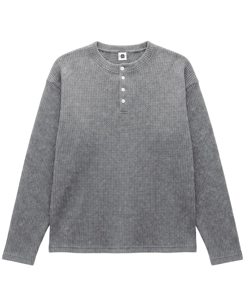 Waffle Henley Neck Long Sleeve 3 Colors