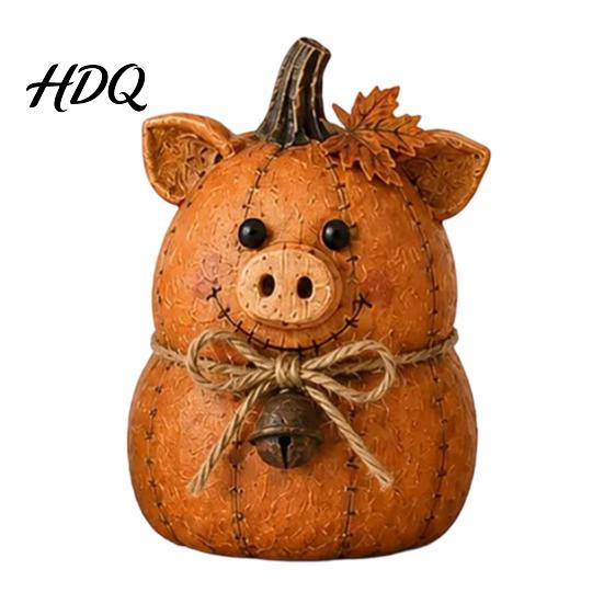 Handmade Felt Animal Figurines Rustic Farmhouse Ornaments Cute Cow/Pumpkin/Rooster Figurines Decorative Animals Fall Tabletop Decorations with Hemp