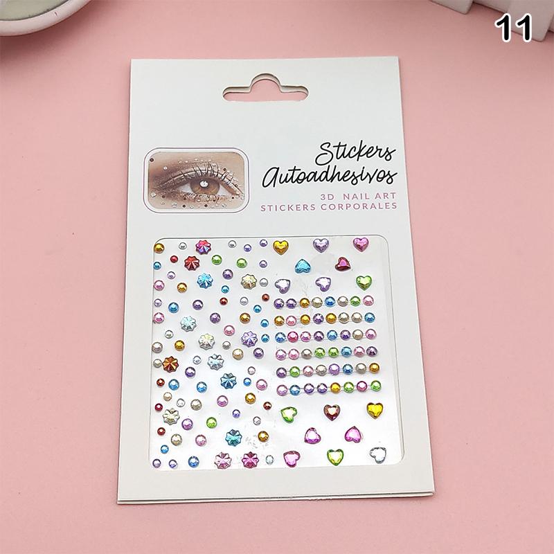 Gesichtsstein-Aufkleber 5D Bunter Strass-Tattoo-Lidschatten-Aufkleber für Festival Nägel Körper Make-up Bling Schmuck DIY Dekor