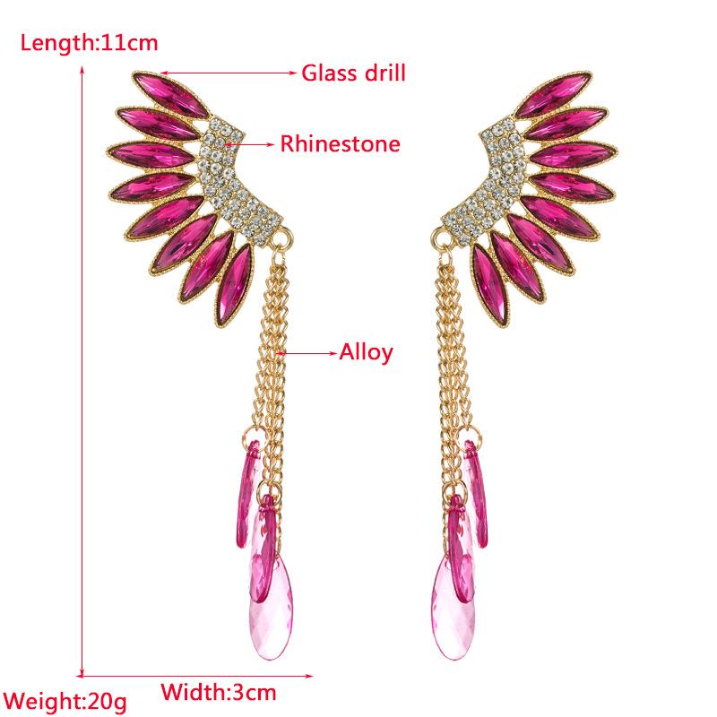 Women's Earring Tassels Long Wing Alloy Rhinestone Temperament Premium Drops Earrings