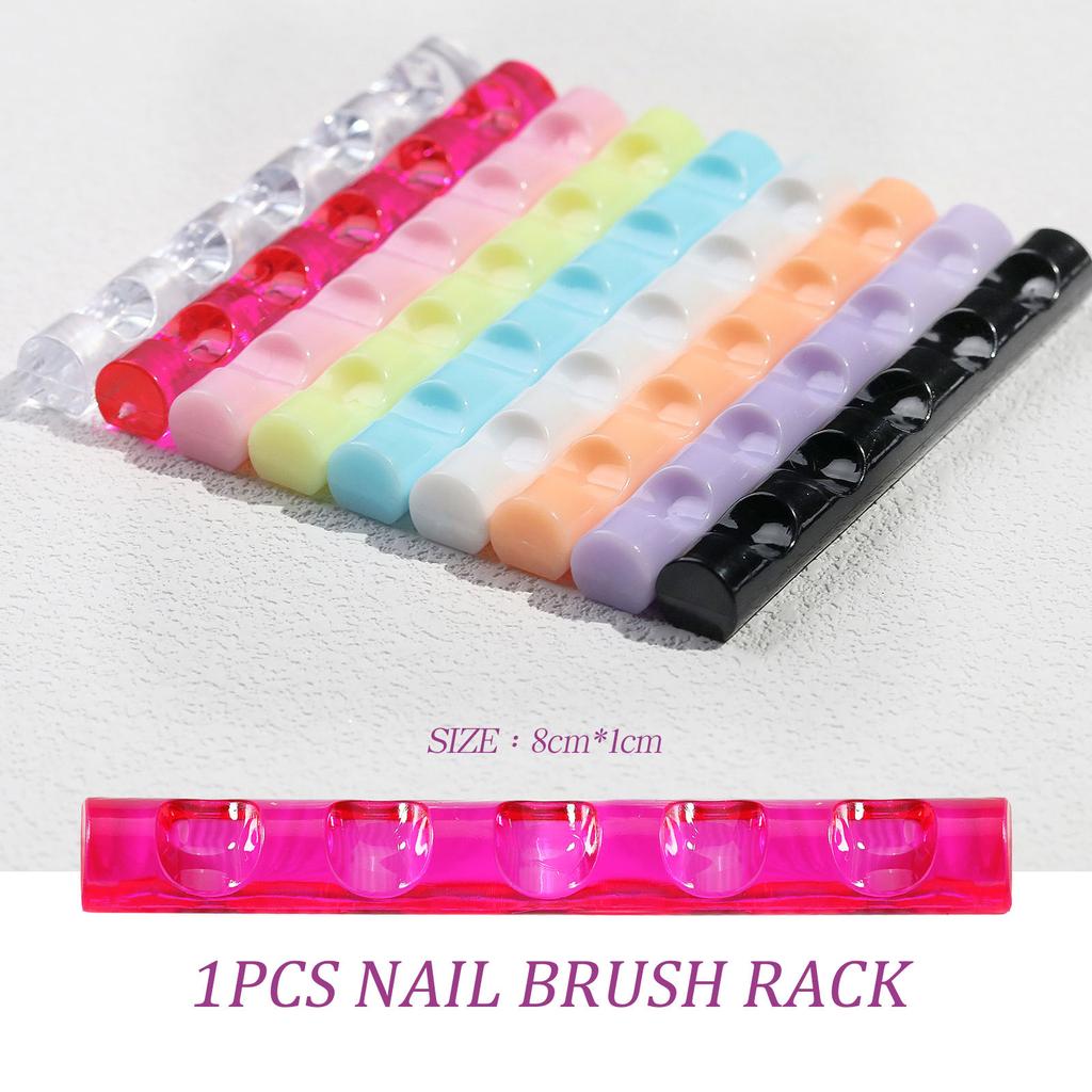 5 Grids Acrylic Clear Nail Brush Shelf Portable Mini crystal Painting Pen Rest Holder Stand Colorful UV Gel Brush Display Holder