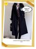 Women's Black College Style Trench Coat - Spring/Autumn 2025 Petite Mid-Length JK Uniform