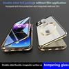 Buckle Lock Phone Cover for iPhone 15 Plus Magnetic Metal Frame+Dual-Sided Tempered Glass Case Compatible with MagSafe
