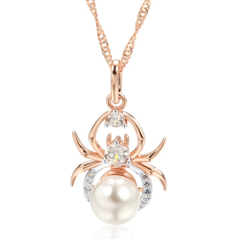 Punk Spinne Perlen Anhänger Halskette Für Frauen Mode Roségold Farbmischung Party Anhänger Täglicher Feinschmuck beige