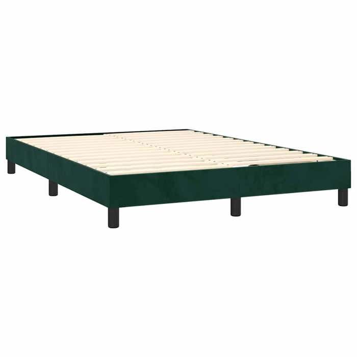 Lit avec sommier et matelas - Maison Exclusive - Velours vert foncé - 140x190cm - Tête de lit réglable
