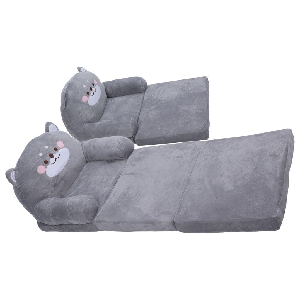 Kids Sofa Cartoon Gray Dog Foldable Wide Handle Soft Breathable Toddler Chair for Reading Rela