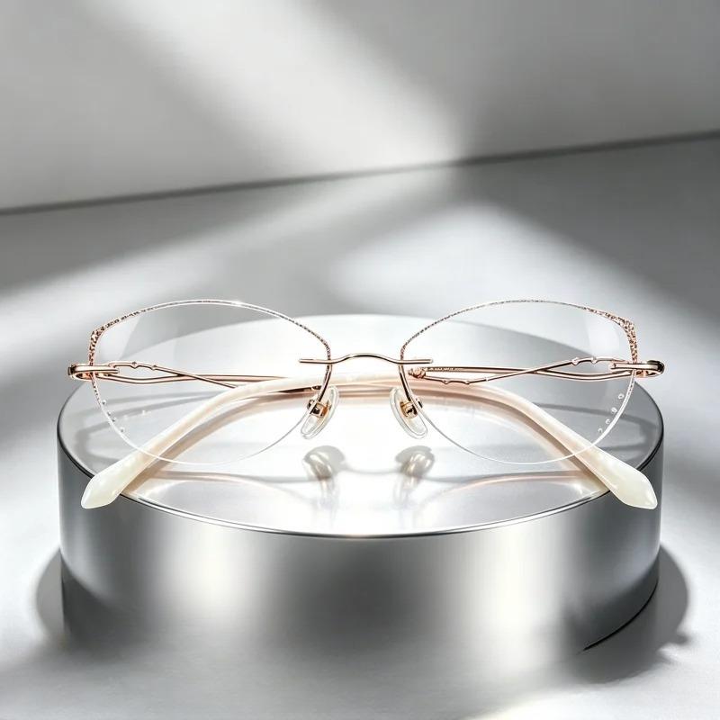 Frameless Small Frame Reading Eyewear Ultra Light Presbyopia Glasses Anti Blue Light Far Sight Eyeglasses Daily Office Accessories for Women