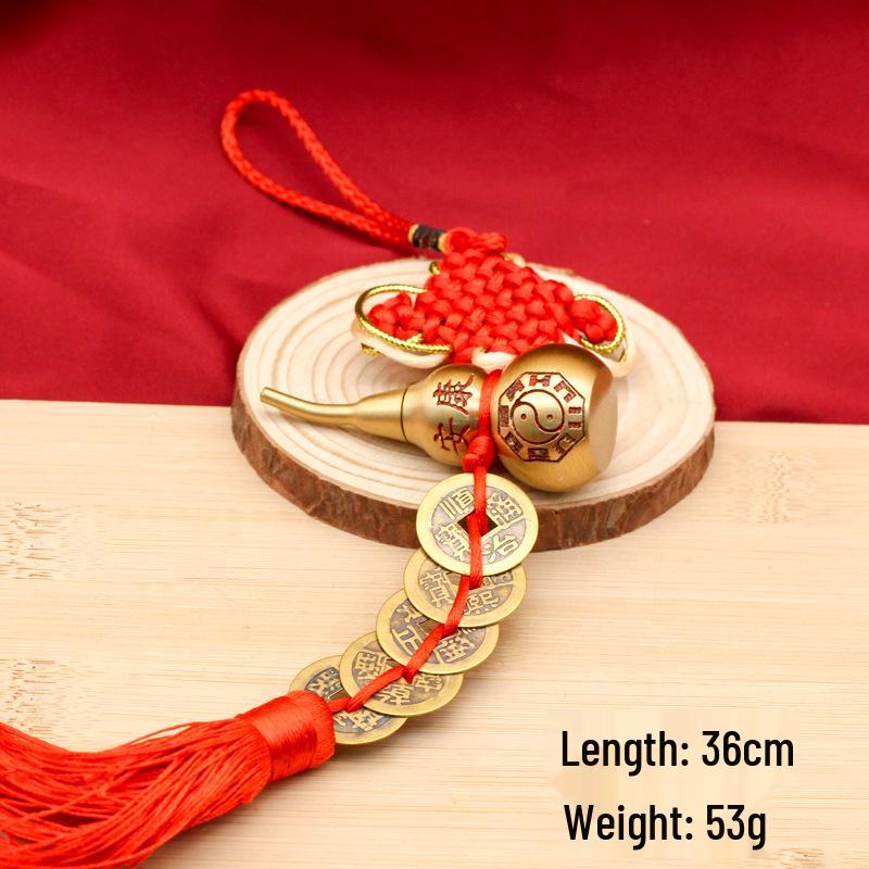 Five Emperors Copper Coins Door Hanging Ornament - Pure Brass Chinese Knot for Main Entrance