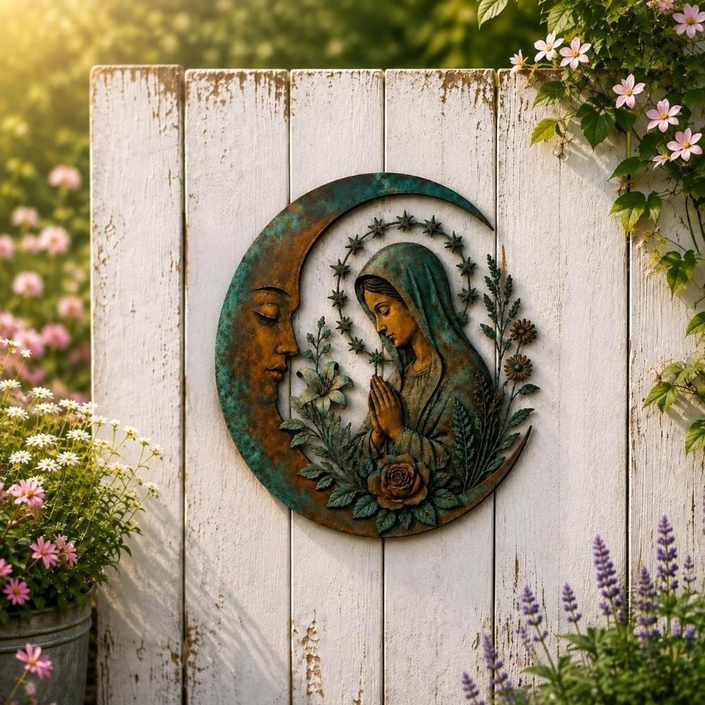 Rustic Dragonfly Moon Wall Decor Weatherproof Retro Dragonfly Wall Decor Elegance Aged Finish Metal Wall Art Patio Decor