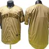 Custom Embroidered Baseball Jersey Unisex Sport Shirt Khaki Striped Blank Padres Style