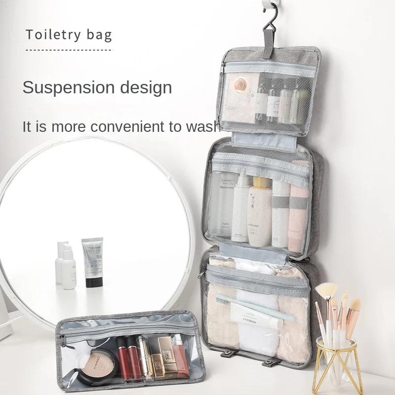 Trousse de toilette de voyage pliable et étanche, séparation sèche et humide, sac de rangement pour cosmétiques, sac à cosmétiques de grande capacité
