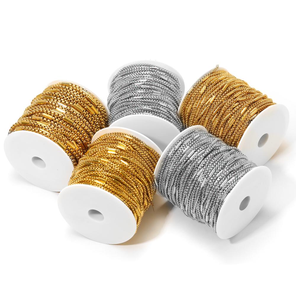 1 Meter Stainless Steel Gold Box Tube Cable Chains for DIY Necklaces Jewelry Earrings Making Bracelet Findings Supplies Bulk