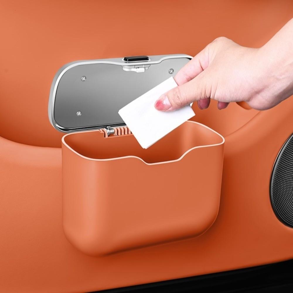 Leak-proof Car Trash Can with Lid Button Multi-functional Organizer Box  for Wet and Dry Use