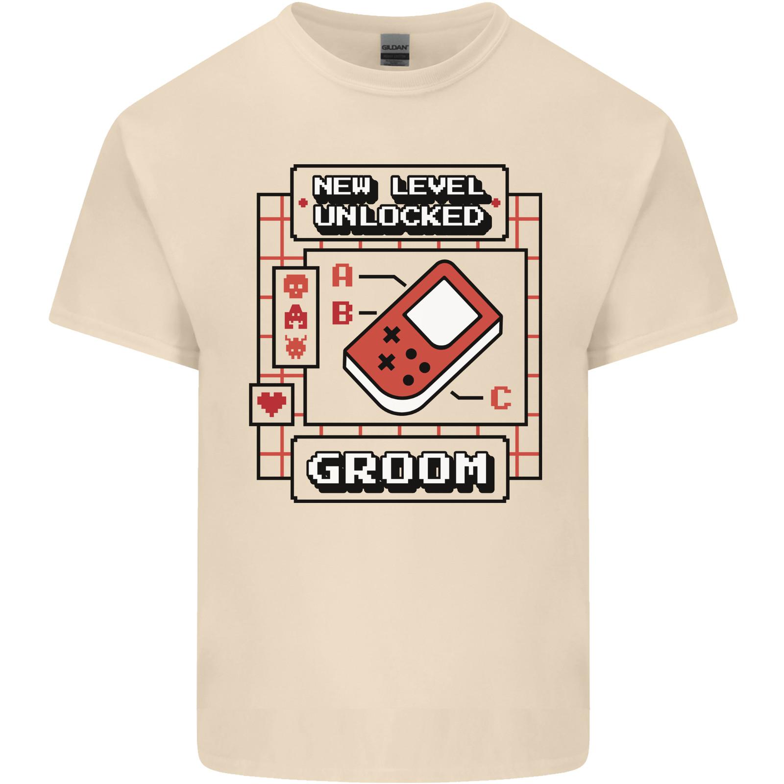 Groom New Level Unlocked Funny Marriage Mens Cotton T-Shirt Tee Top S разноцветный