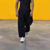 Men's and women's autumn thin loose casual high waisted wide leg loose leg tied lantern pants