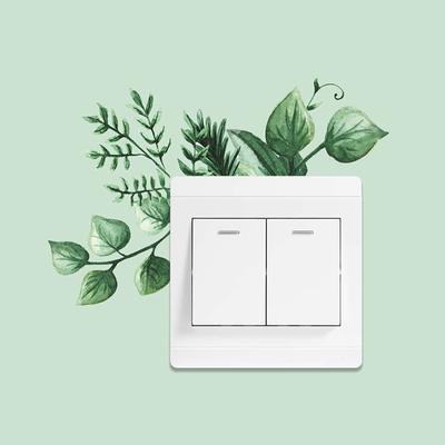 Leaf Green Plant Switch Wall Sticker PVC Removable Wide Application DIY Flower Leaf Switch Wall Sticker Home Decoration Decal