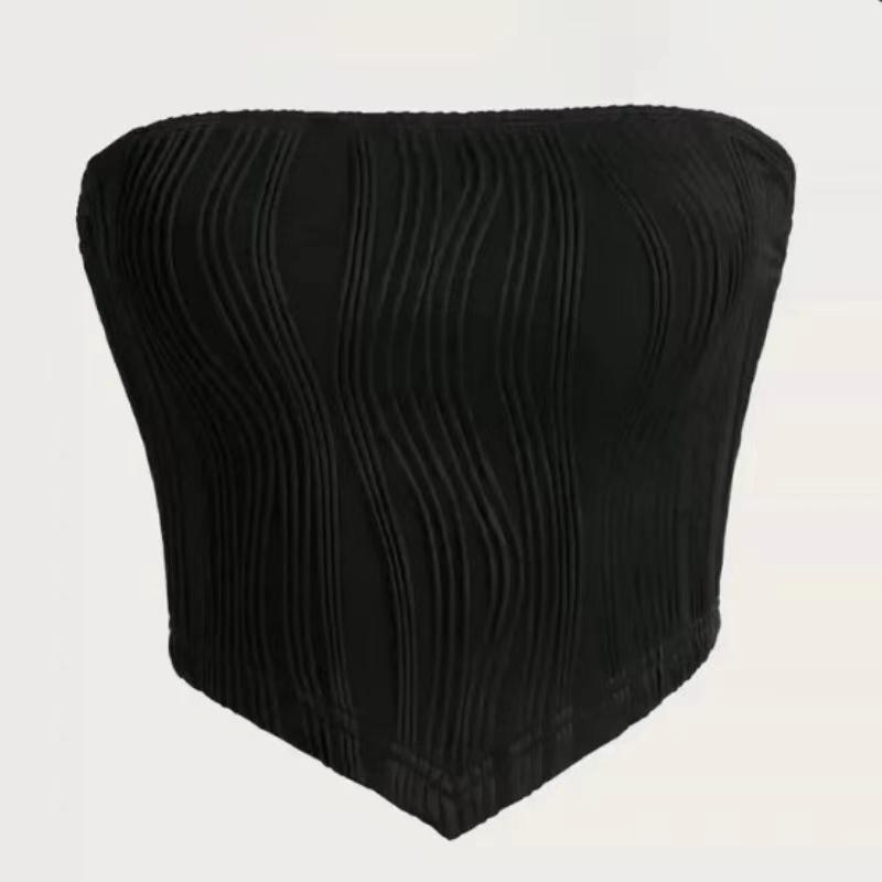 

Жіночий літній укорочений топ без бретелей Сексуальний одяг без рукавів з відкритими плечами Майка вулична клубна вечірка S чорний