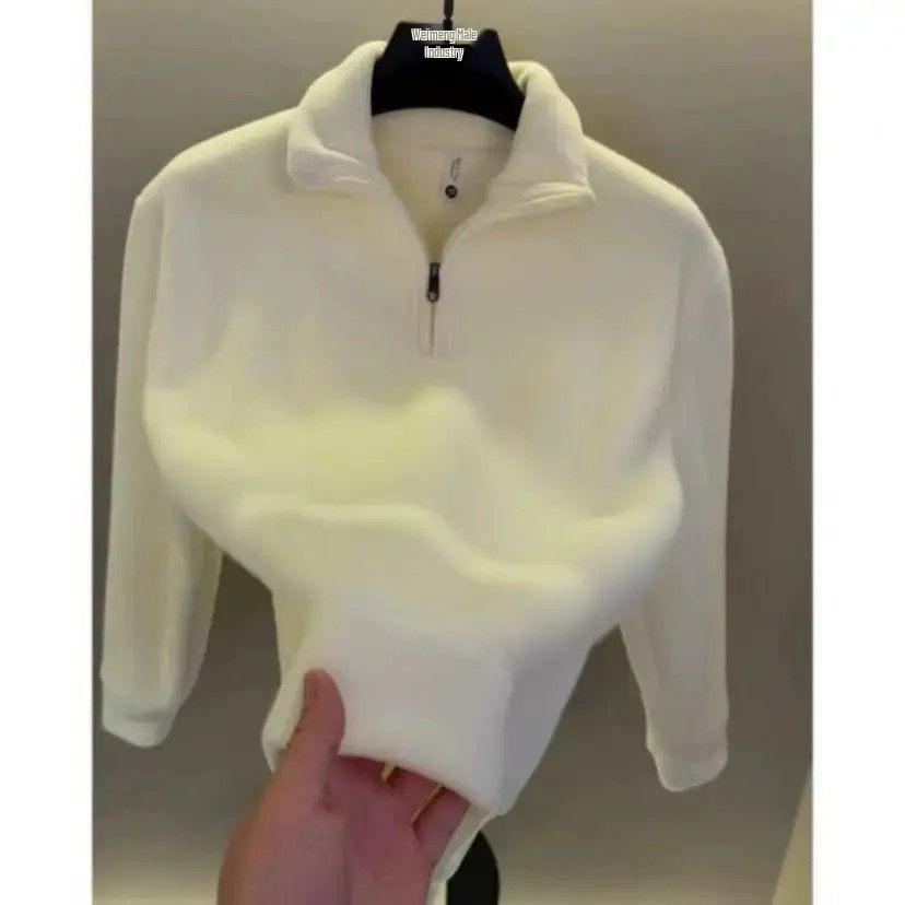 

Men s Versatile Long-Sleeve Stand Collar Half-Zip Hoodie for Autumn/Winter M (90-115 jin) білий/вершковий