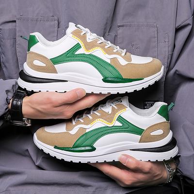 Fashion Shoes Men Leather Sport Sneakers Platform Sole Hard Wearing Zapatillas Casual Lace Up Walking Running Vulcanized Shoes Summer