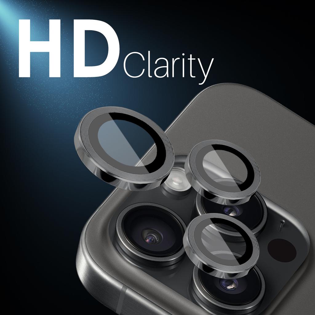 NORTHJO 2 Sets for iPhone 16 Pro/16 Pro Max Tempered Glass Camera Lens Film CD Veins Metal Ring Lens Guard
