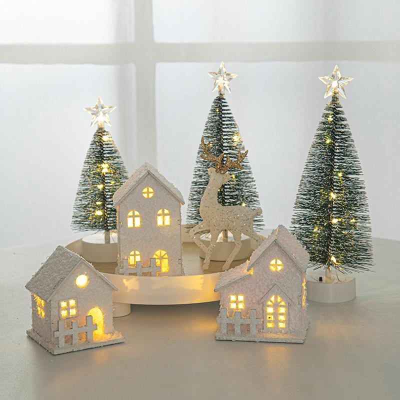 Christmas Glowing Snow House Desk Ornament Christmas Gift 2026 Glowing in The Dark Xams Tree Train Ornament Home Decor