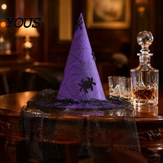 Spooky Mesh Cap for Halloween Witch Hat, with Lace And Simulated Spiders, Gothic Unique Witchy Outfit Adults Style Costume Accessory, Parties Cosplay