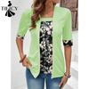 Women's Fashion Casual Summer Spring Flower Pattern Print Short Sleeve Square Collar Blouses & Shirts