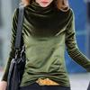 Half High Collar Long Sleeves Basic Top Women Autumn Winter Velvet Pure Color Bottoming Shirt