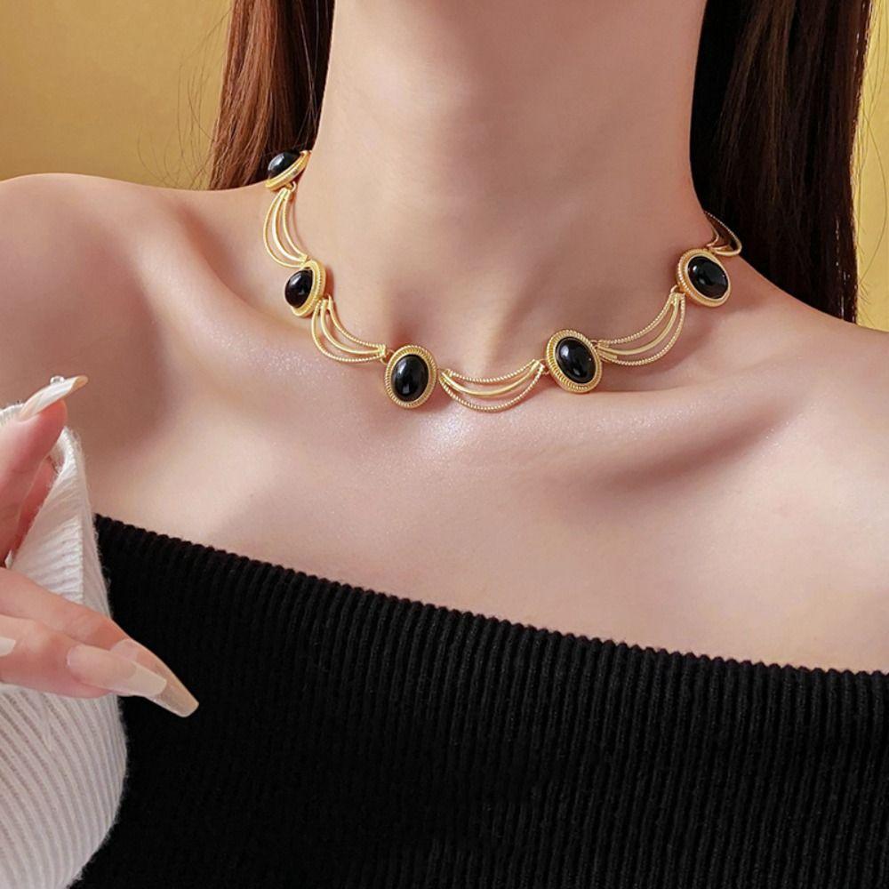 Gifts Oval Earrings Korean Style Bridal Jewelry Sets Elegant Vintage Necklace  Wedding Decor
