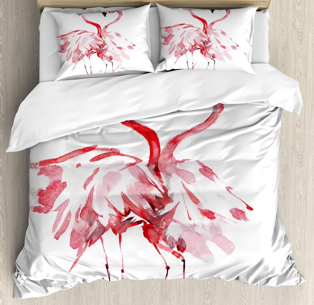 Flamingo Duvet Cover Set Tropical Animal Flamingo Pattern Bedding Set for Kids Boys Girls Soft Microfiber King Comforter Cover