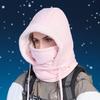 Windproof Beanies Cap Plush Ear Protection Hat Fashion Integrated Mask Scarf Hat Set  for Women